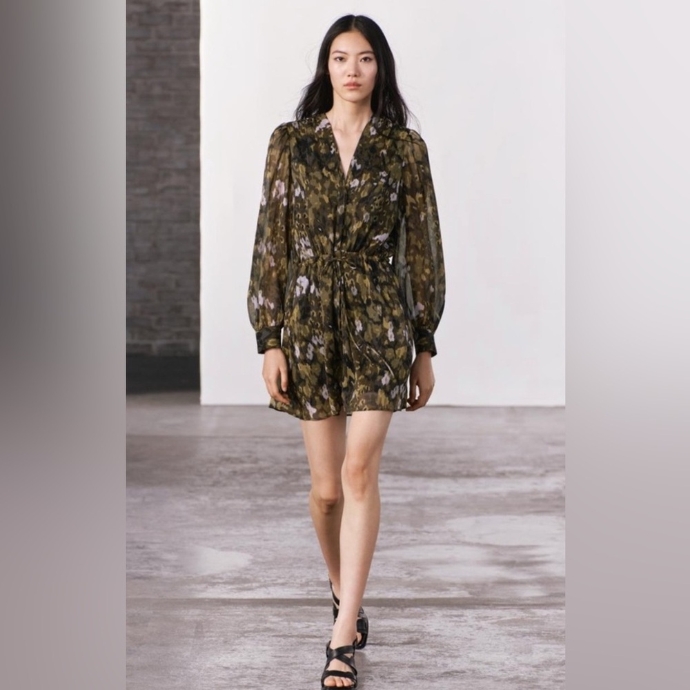 Zara Olive Floral Mini Dress